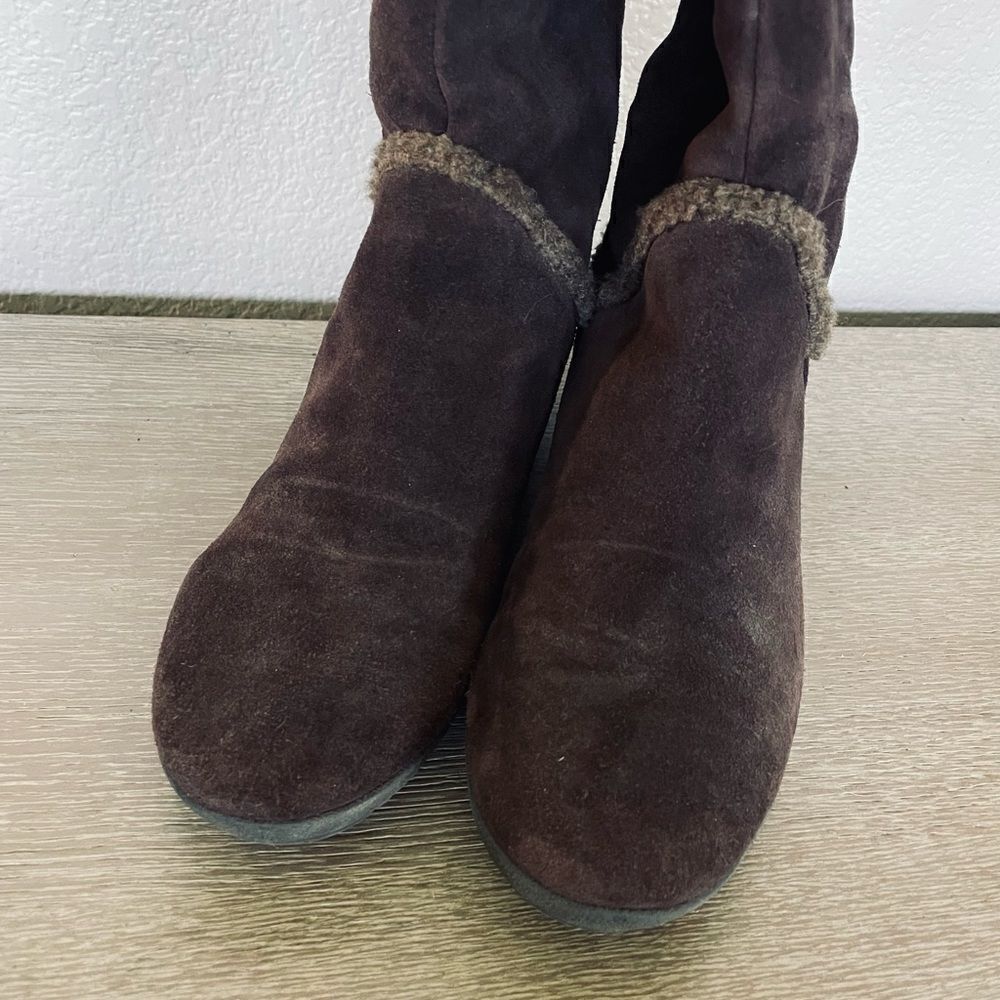Easy Spirit Brown Suede Leather Sherpa Winter Boots 10 - Picture 6 of 8